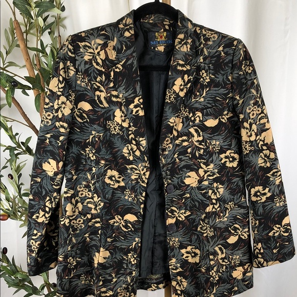 Floral Patterned Vintage Women's Blazer (V1) - Picture 8 of 13